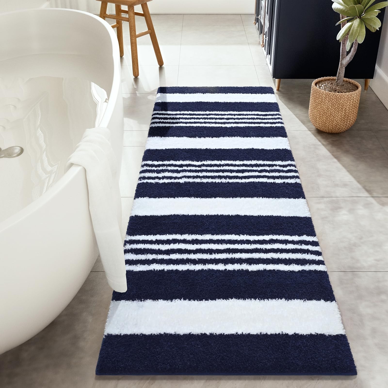 Bathroom Runner Rug 24x60 Inch Washable Non Slip Long Absorbent Navy Blue gallery