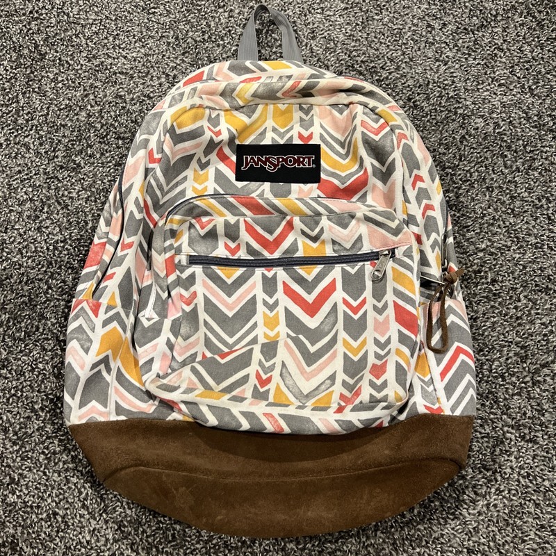 Jansport Aztec Backpack,Red Back W/Gray Shoulder Straps & Suede Bottom