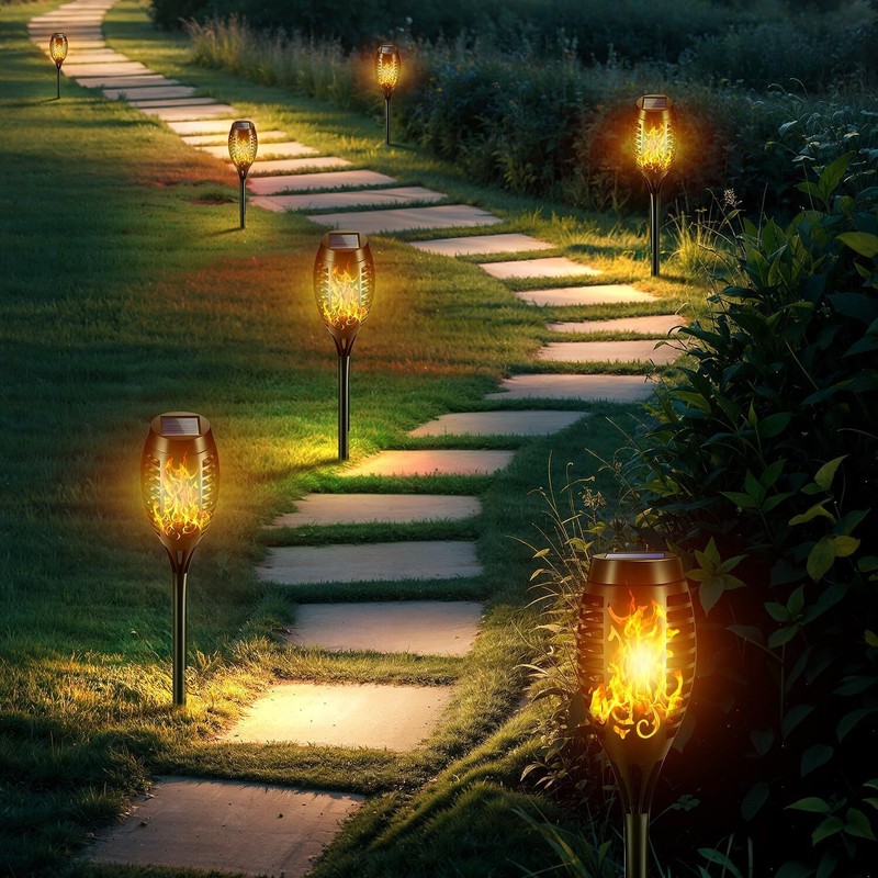 12Pack LED Solar Flame Torch Lights Outdoor Flickering Garden Yard Pathway Lamps gallery