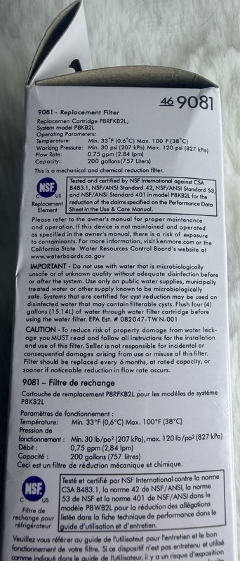 Kenmore 469081 Replacement Refrigerator Water Filter New Open Box gallery