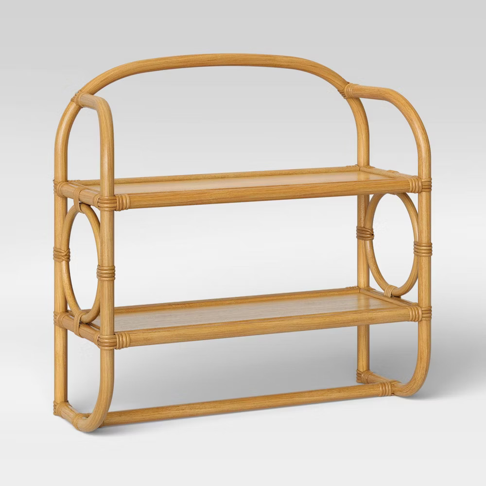Rustic Rattan Wall Mounted Shelf & Towel Bar - Threshold Tan gallery
