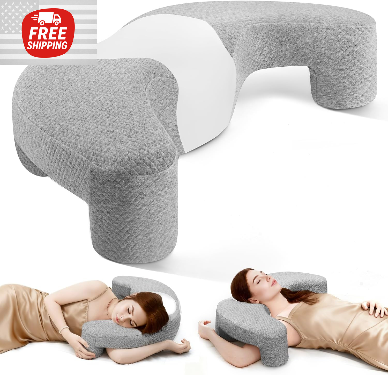 Side Sleeper Pillow with Arm Hole, Upgraded Shoulder Relief System for Neck Pain gallery