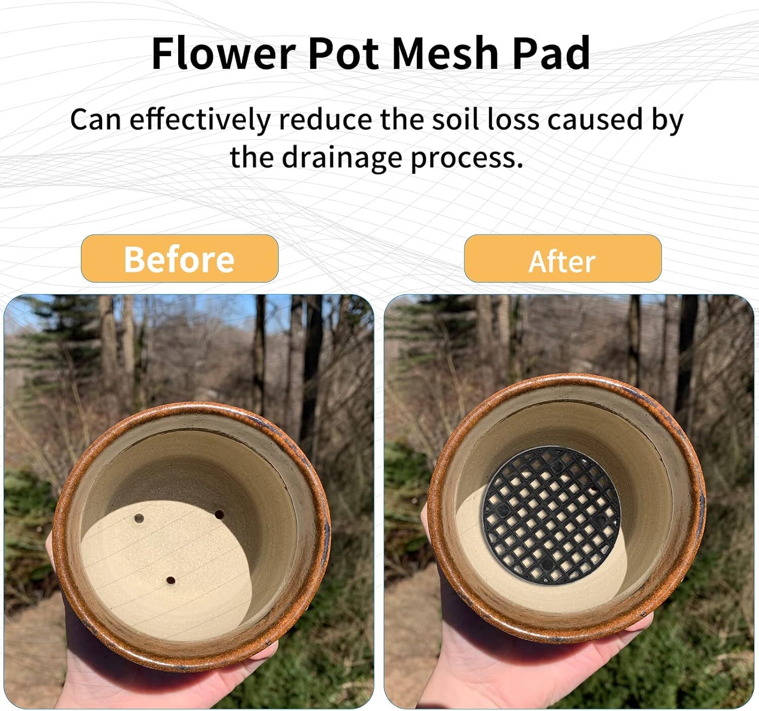 100pcs Plant Pot Mesh Hole Cover Bonsai Drainage Mesh Insert Flower Pot Hole Mes gallery