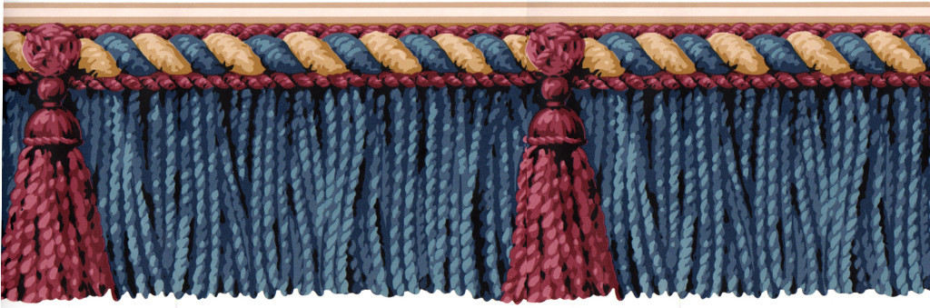 BLUE Burgundy Mauve Drapery Drape Tassel Fringe Bullion Trim Wall paper Border gallery