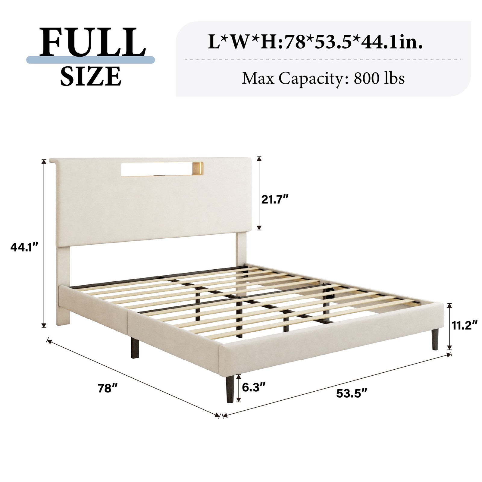 Full Size LED Upholstered Bed Frame Easy 40Minutes Assembly Complete HardwareKit gallery