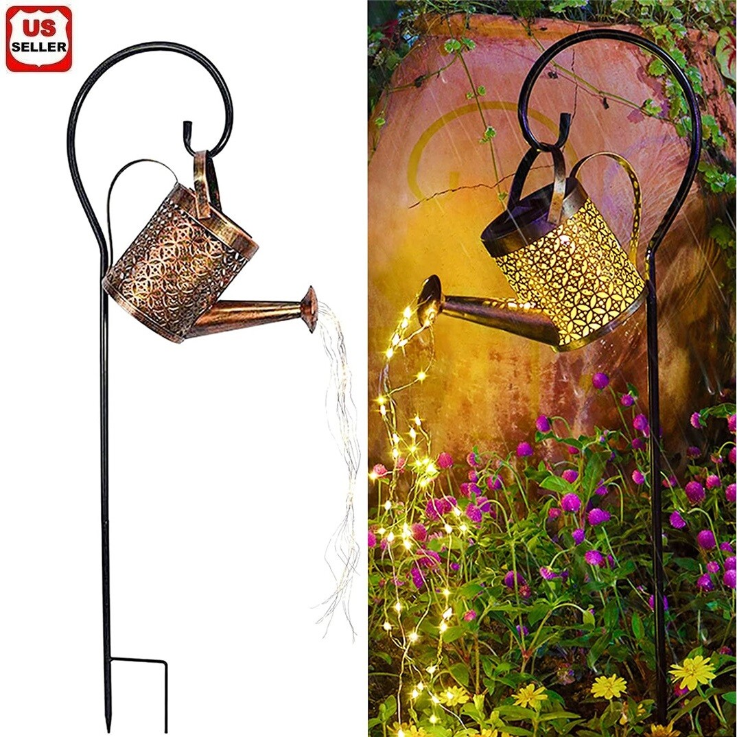 Solar Watering Can Light Garden Outdoor Waterproof Kettle Yard Art Lamp Decor US gallery