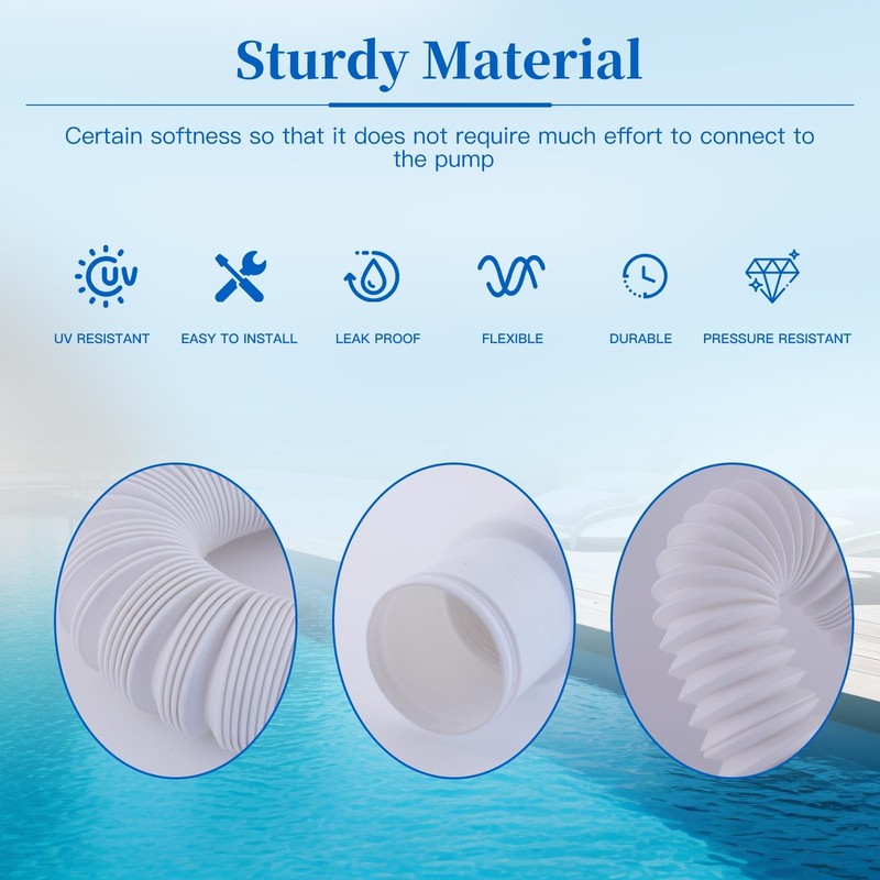 Swimming Pool Replacement Hose, Stretchable 59 inches x 1.25 inches, White gallery
