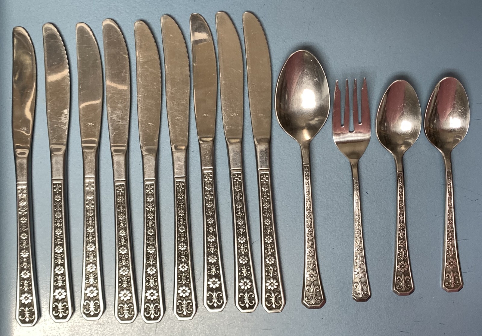 Vintage Interpur Stainless Flatware Korea Florez 8 Petal Design 13 Pieces gallery