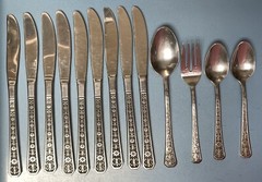 Vintage Interpur Stainless Flatware Korea Florez 8 Petal Design 13 Pieces