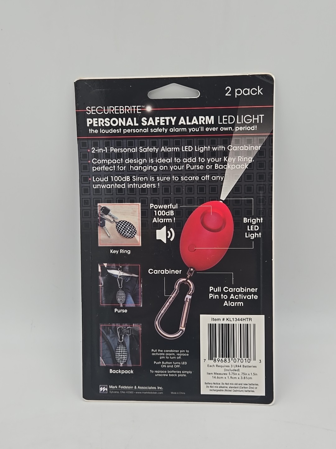 Securebrite Personal Safety Alarm 100 dB 2 Pack NEW gallery
