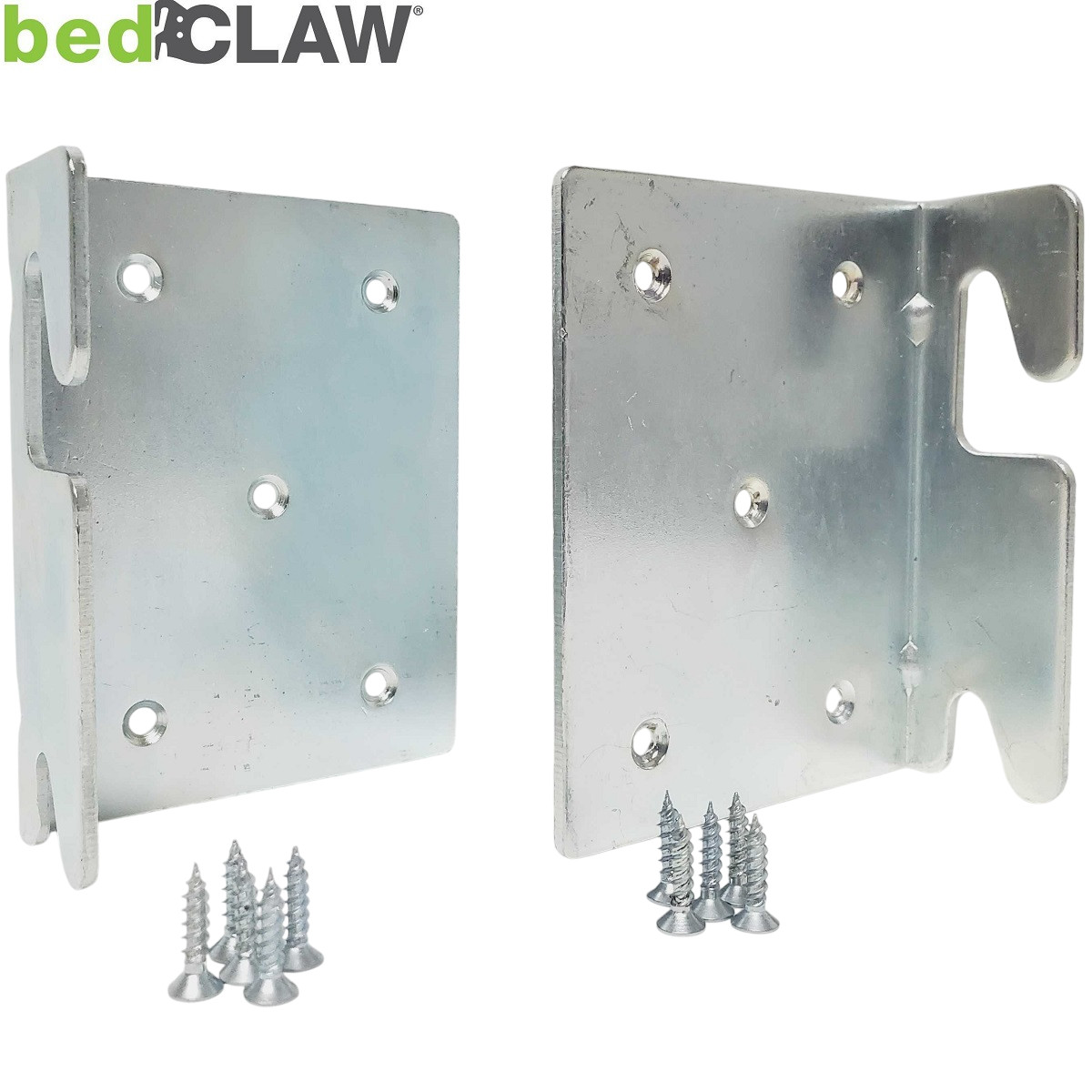 bedCLAW Angled Retro-Hook Plates with Screws Restore Wooden Bed Frame Side Rails gallery