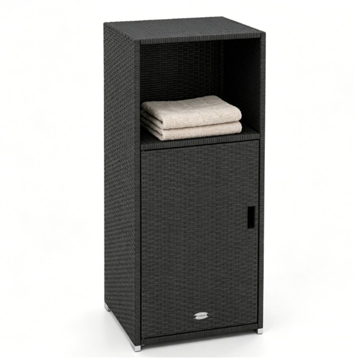 Black PE Rattan Outdoor Storage Cabinet, 20" x 20" x 43", 22 lbs gallery
