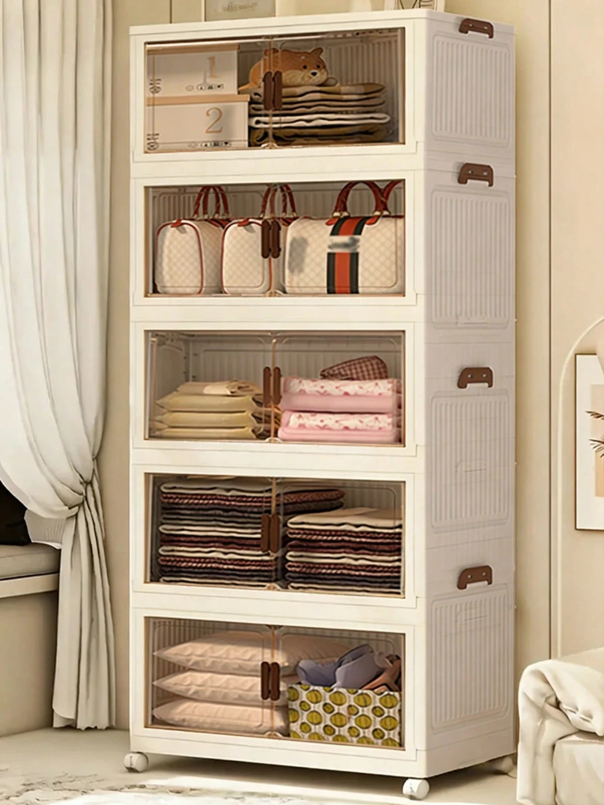 New Stackable Storage Bins With Lids Doors Foldable 2/3/5 Layers Free Shipping gallery