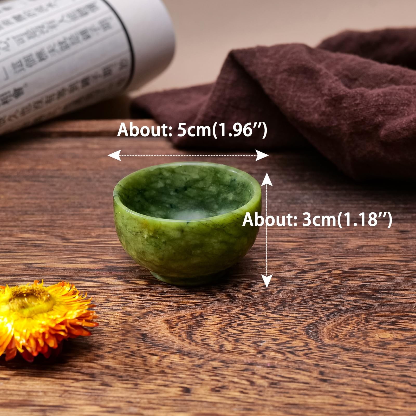 2 PCS Natural Green Jade Tea Cup Set Healing Crystal Hand Carved Bowl Gift gallery