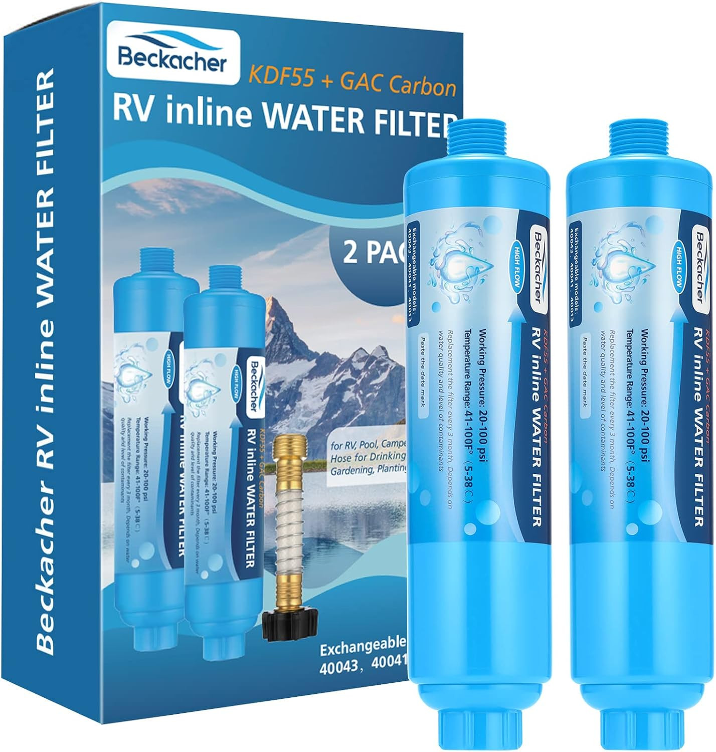 2-Pack Tastepure RV Water Filter, Advanced RV Inline Water Filter with Flexible gallery