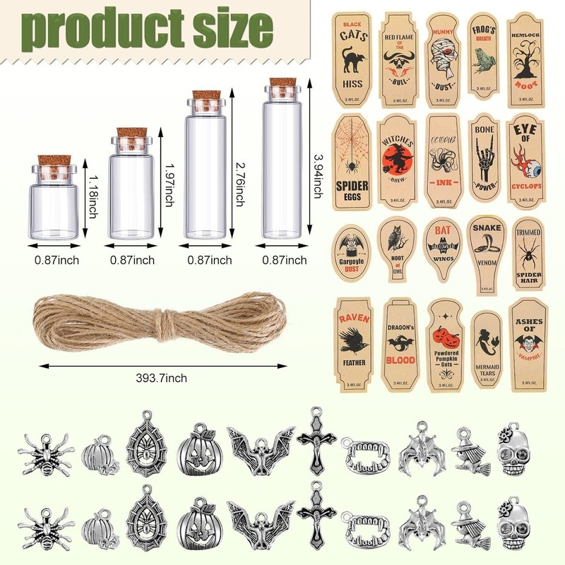 53 Pcs Halloween Mini Potion Bottles Set Including 12 5/10/15/20 ML gallery