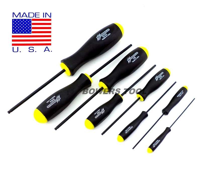 Bondhus 8pc Ball End Hex Screwdriver Set 10632 SAE Standard Inch MADE IN USA gallery