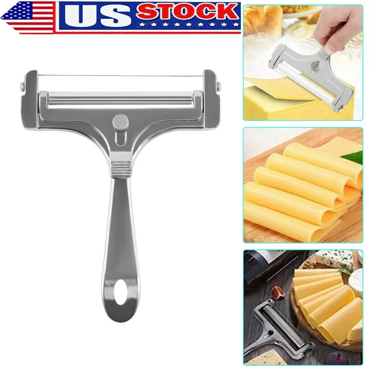 Cooking Hard Cheese Slicer Adjustable Stainless Steel Wire Cutter Kitchen Tool gallery