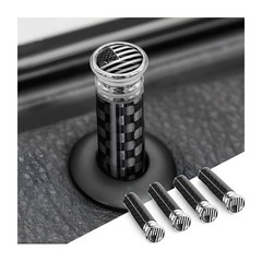 Moly Magnolia 4PCS Car Door Lock Knobs, American Flag Carbon Fiber Black