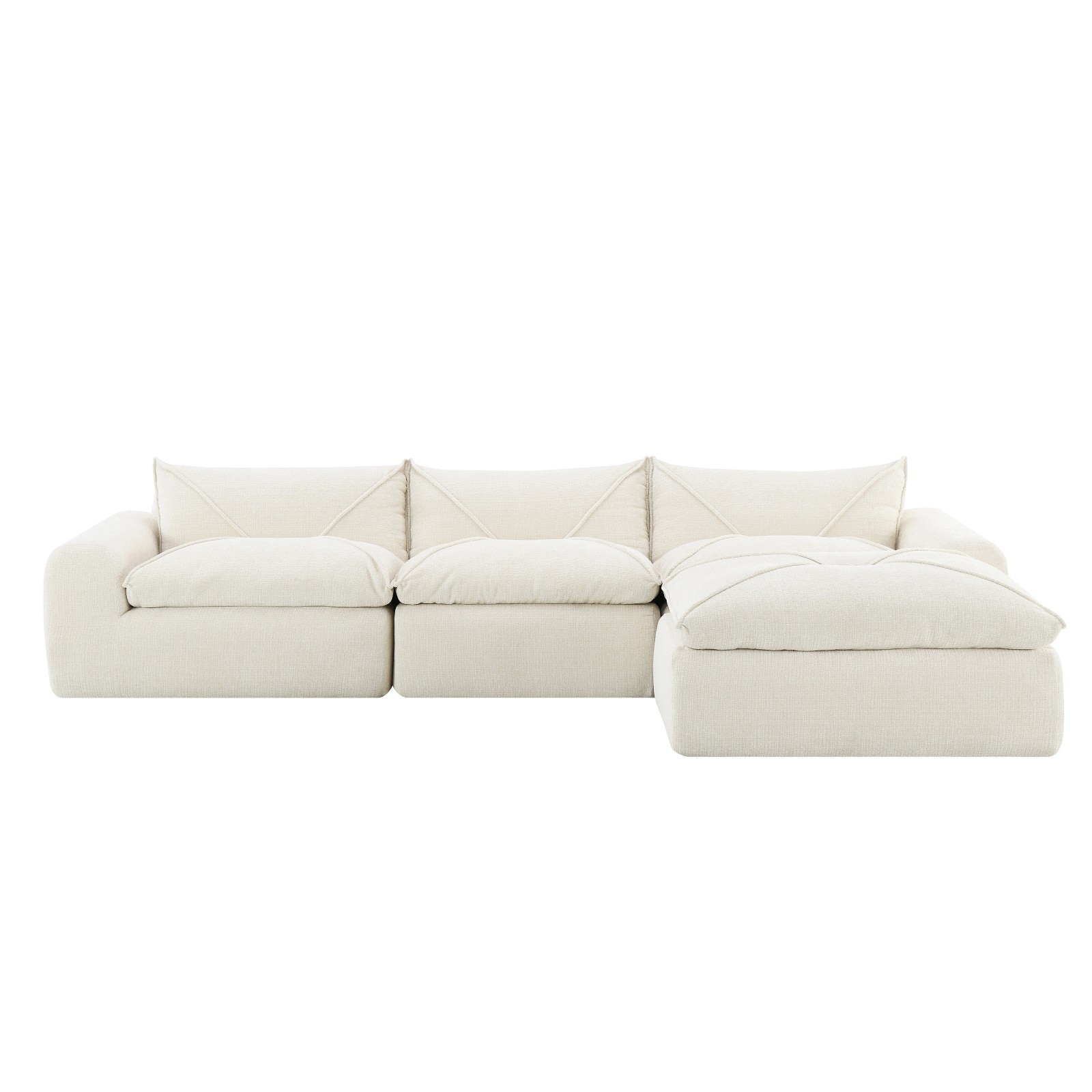 Convertible L-Shaped Sectional Sofa Chenille Fully Compressed Modular Couch gallery