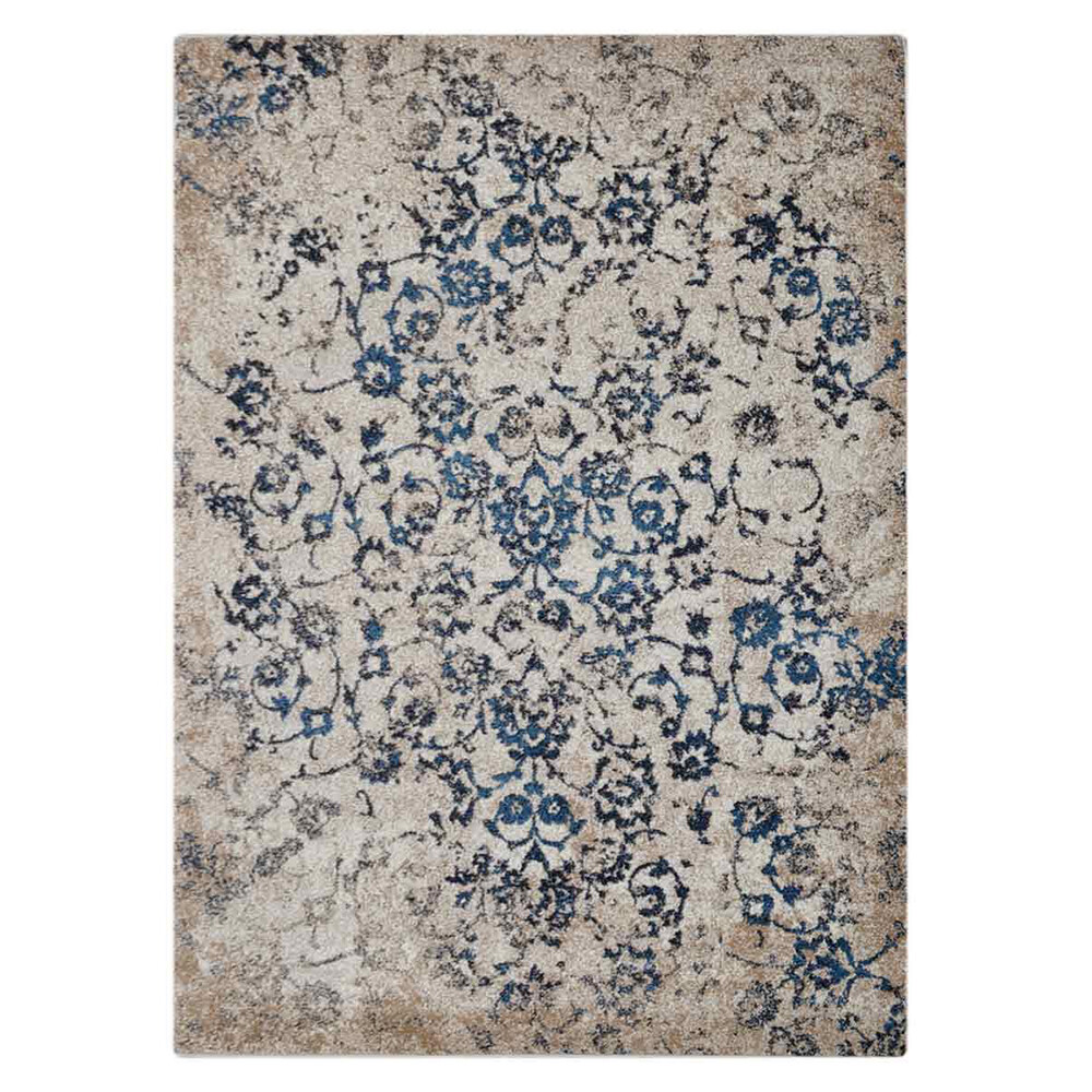 Machine Woven Heat Set Polypropylene Area Rug Floral Beige Blue BBH Homes BB gallery