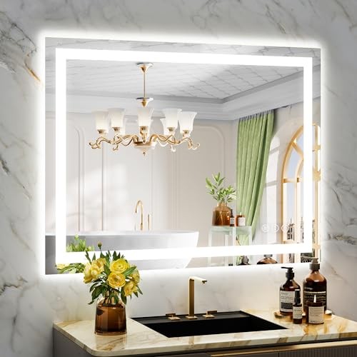 40x30 Inch LED Bathroom Mirror with Lights Front 40"L x 30"W Backlit+front Lit gallery