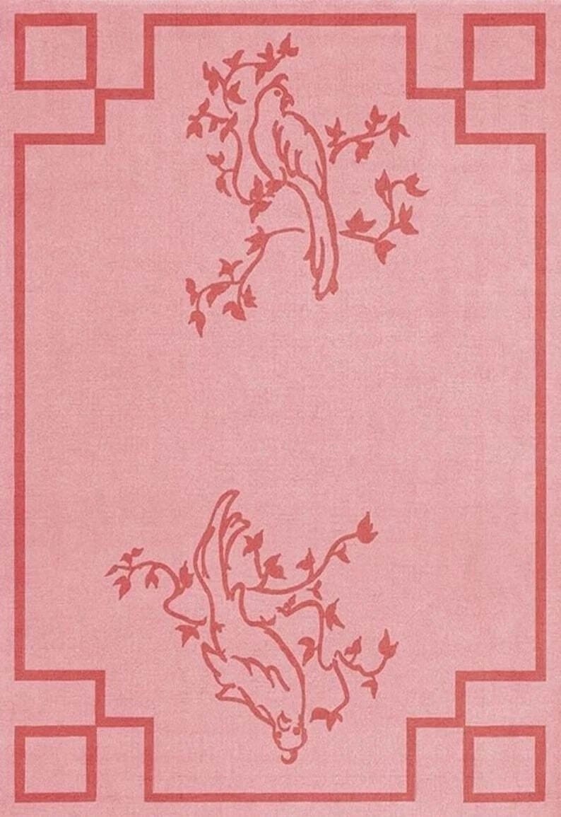 Hand-Tufted Wool Rug Pink Floral Design Modern Carpet, 5x8, 6x9, 8x10, 9x12 gallery