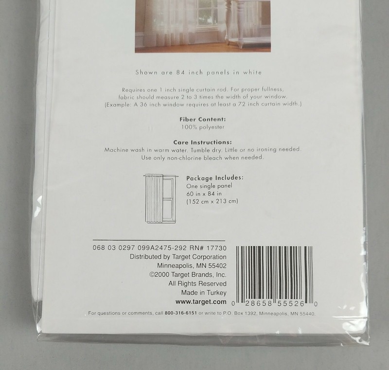 VTG NEW 2 Target White Sheer Window Panels Pair Tailored 60"W x 84"L 2000 gallery
