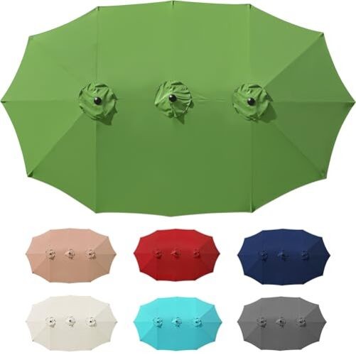 12 Ribs Umbrella Canopy Replacement for 15ft Double-Sided Patio Mint Green gallery