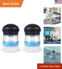 Versatile 2-Pack Soap Dispensing Brushes for Effortless Dish and Pot Cleaning