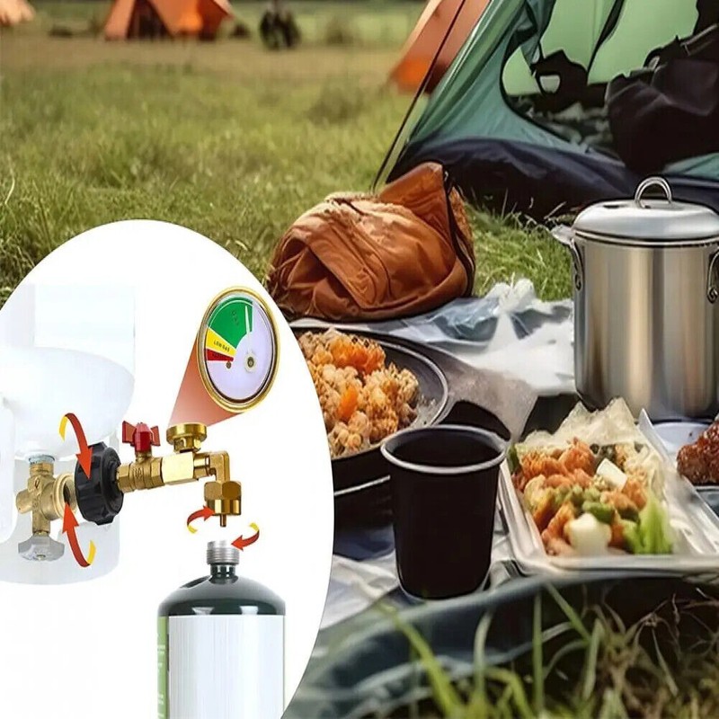 1-4 Propane Refill Adapter With Valve and Gauge Fill 1Lb Bottle From 5-40Lb Tank gallery