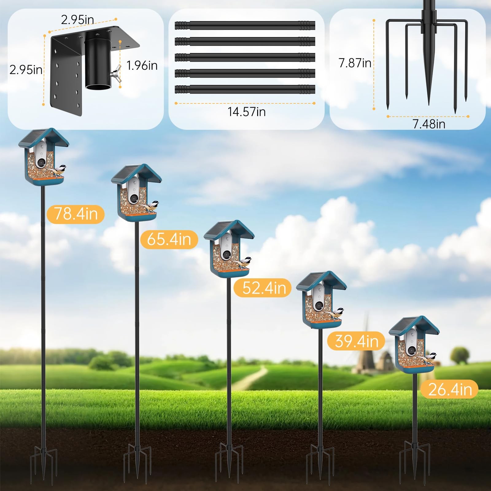 Vekniqo 79 Inch Mounting Pole Compatible with Bird Buddy-5 Base Heavy Duty an... gallery
