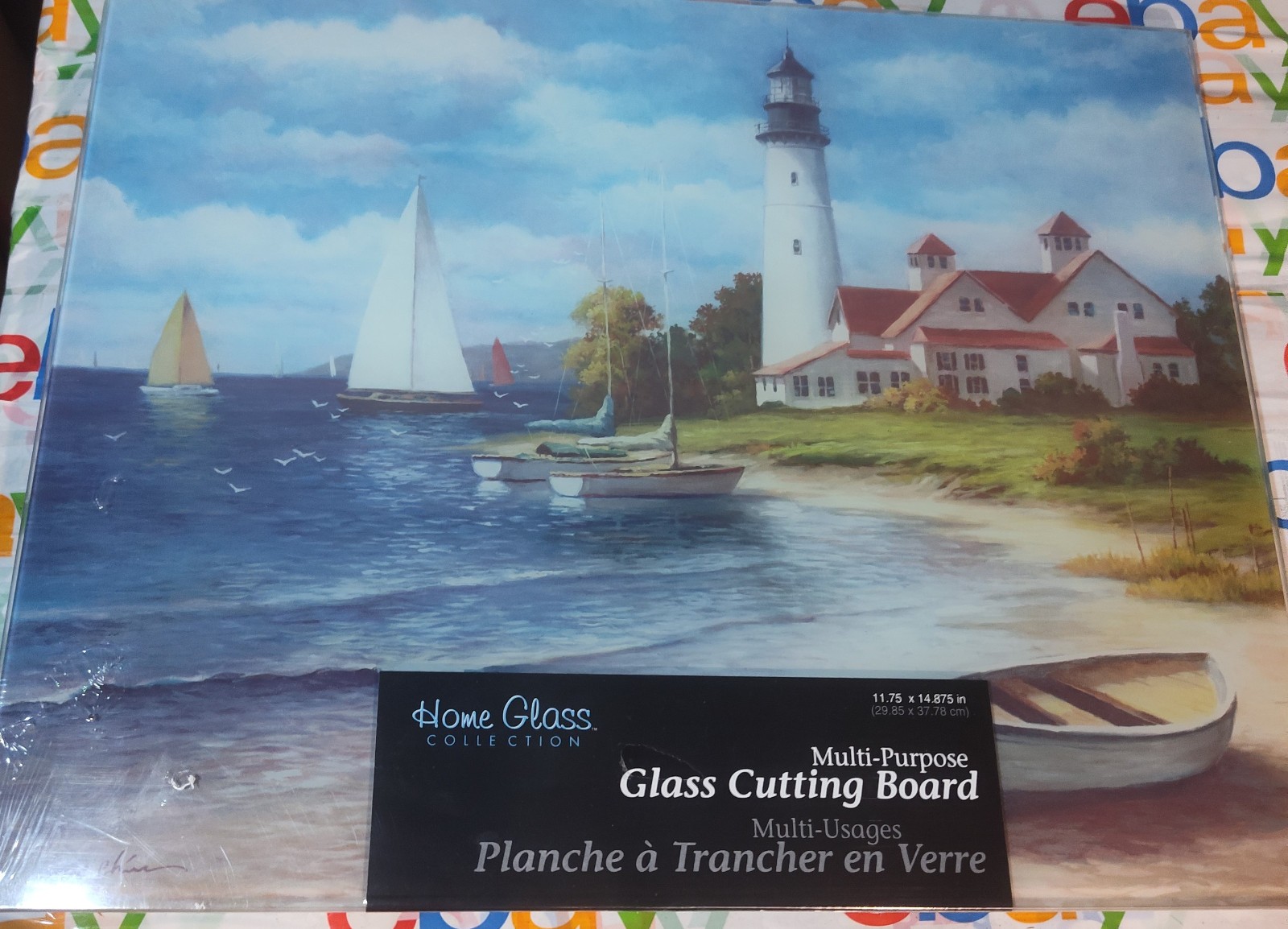 Lighthouse Coastal Scene Tempered Glass Cutting Board Counter Saver T.C. Chiu gallery