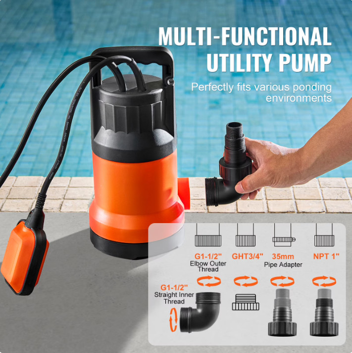 Submersible Utility Pump Sump Pump 1 HP 4000 GPH 31 ft Head Water Pump gallery