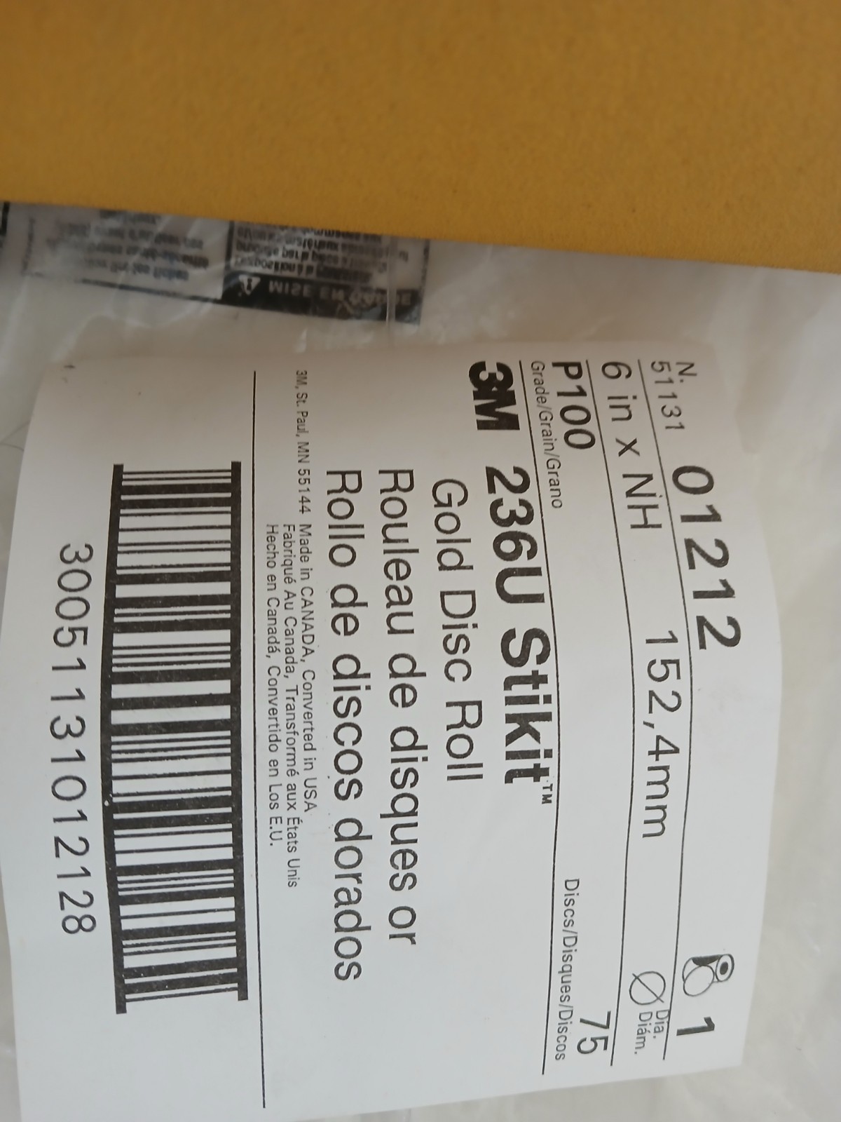 2Rolls 3M 01212 Stikit Gold Sanding Disc Roll, 6 In, P100 Grit, 2x75 = 150 Discs gallery