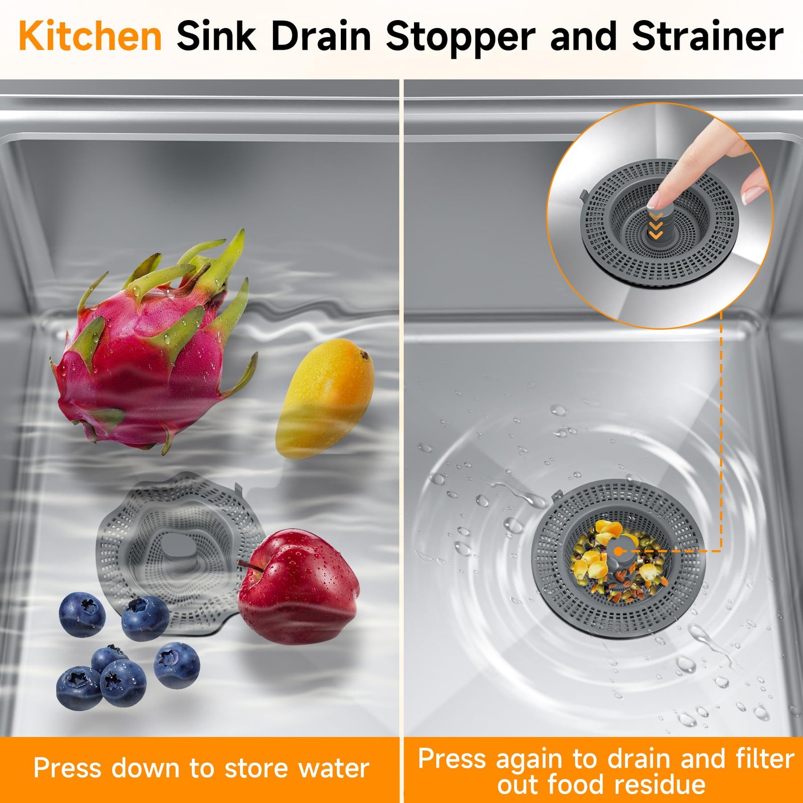2 Pack Non-Standard 3 in 1 Kitchen Sink Drain Strainer for Sink Drain Width 3-3. gallery