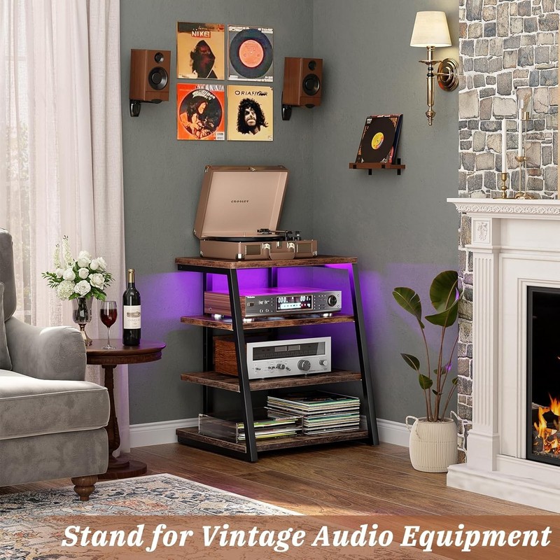 Adjustable Audio Tower Rack with LED Lights and Power Strips gallery