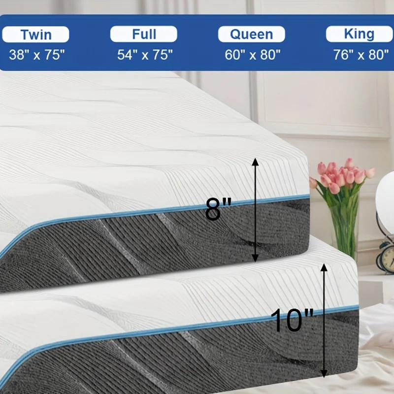 Queen Size Mattress, 8/10 Inch Medium Firm - Extra Firm Dual Sides Flippable gallery