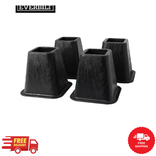 6 Inch Bed Risers 4-Pack Durable Heavy Duty Construction Ensures Black New gallery
