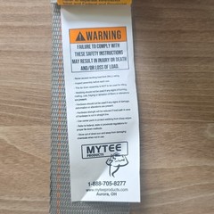 Mytee Products Tie Down Strap Flat Hook 1,467lb (667kg) WLL Gray/Orange