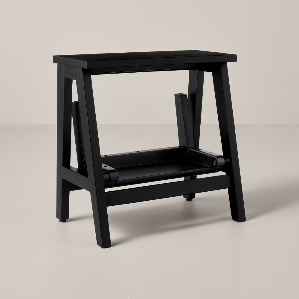 18" Wood Kitchen Step Stool - Black - Hearth & Hand with gallery
