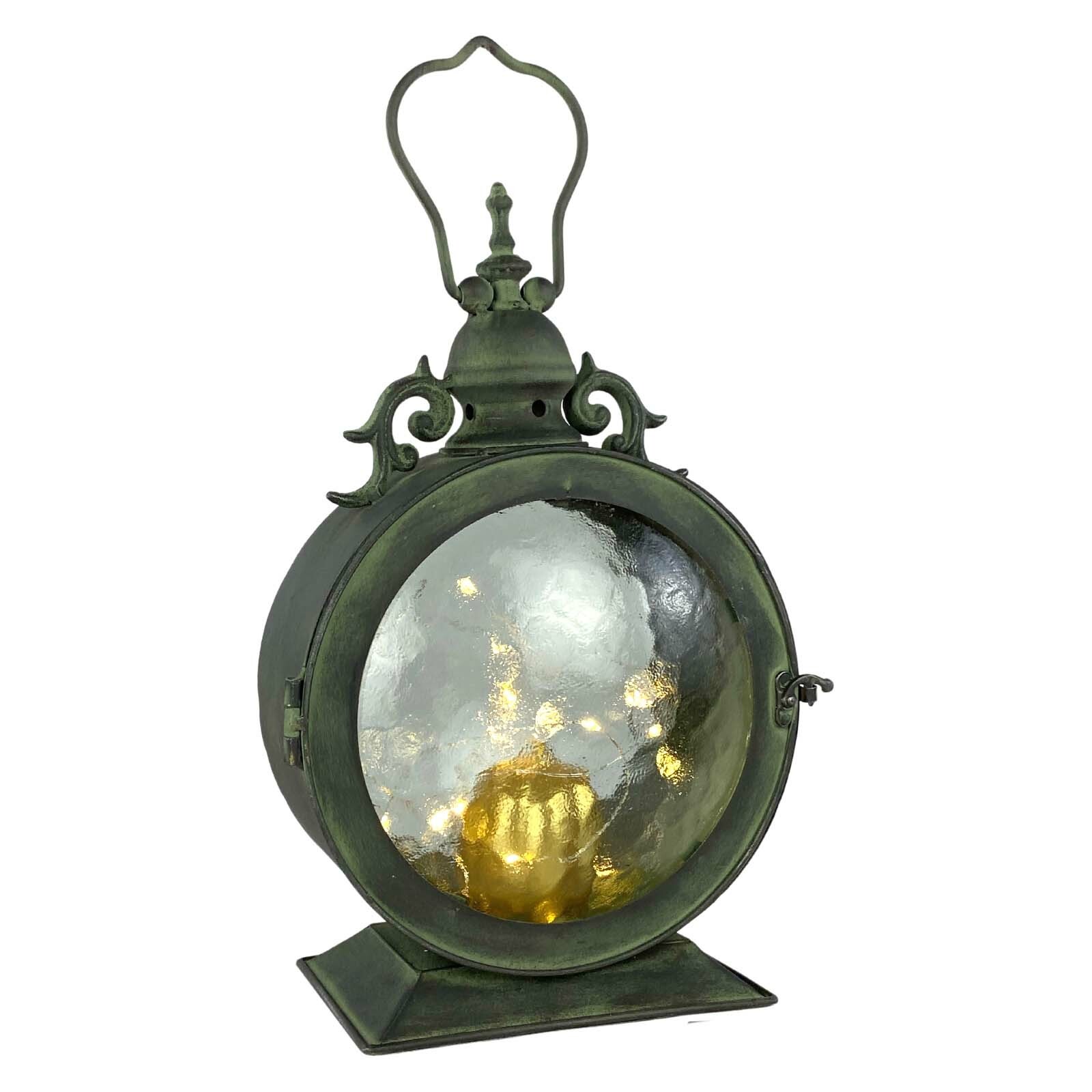 Metal Round Hanging Candle Lantern, Curved Glass Insert gallery