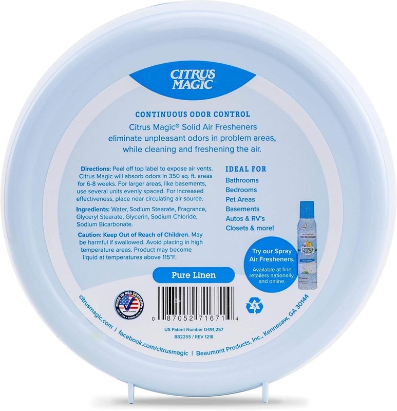 Citrus Magic Odor Absorbing Solid Air Freshener - Pure Linen, 8oz, 4 Weeks Fresh gallery