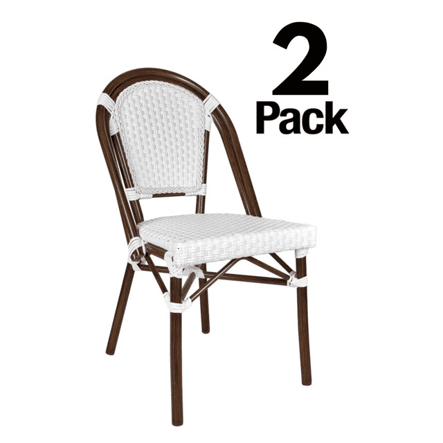 CHIVARI ARMLESS FRENCH BISTRO PATIO DINING CHAIR 2 CHAIR BUNDLE - WHITE gallery