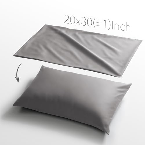 Queen Size Pillowcase Set - 500 Thread Count, 100% Cotton Sateen0" 2 Gray Fo2 gallery