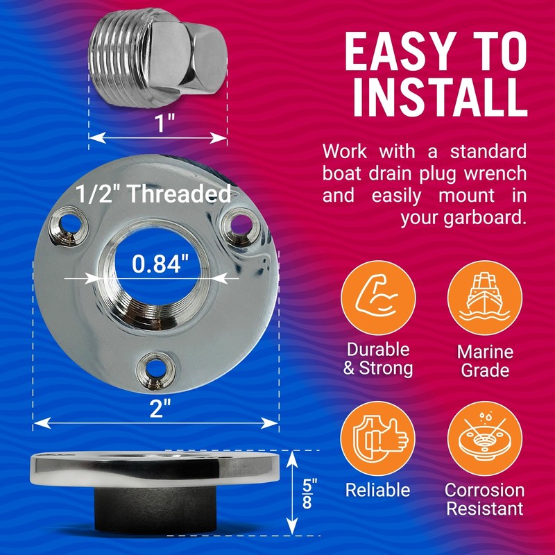 Boat Drain Plug Kit Boat Plug Kit 1/2" for Transom Threaded Boat Drains gallery