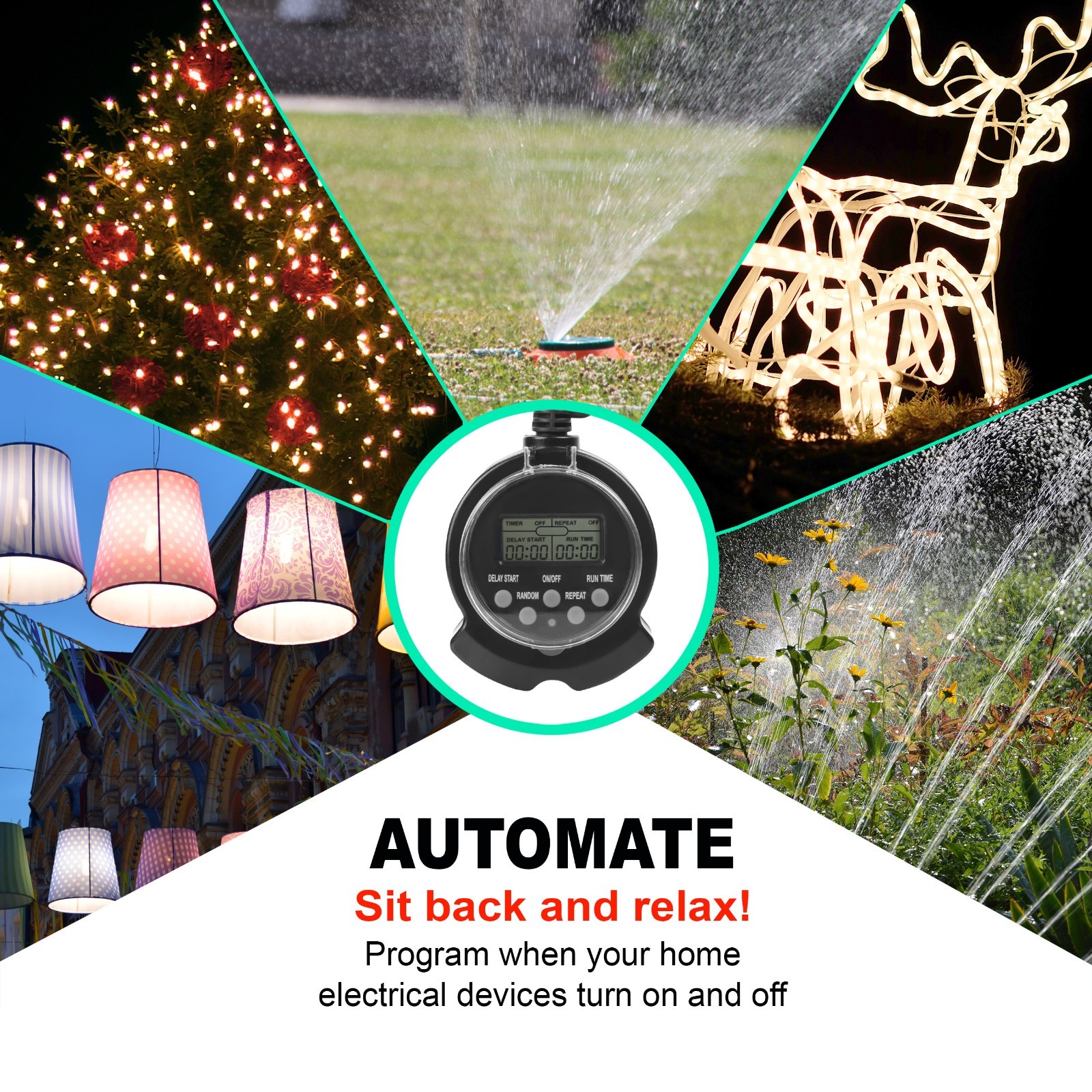 CP Black 2-Outlet EZ Digital Outdoor Timer, Program Repeats Every 24h CP50004 gallery