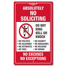 No Soliciting No Exceptions Do Not Knock Sign Home Business Security Metal Sign