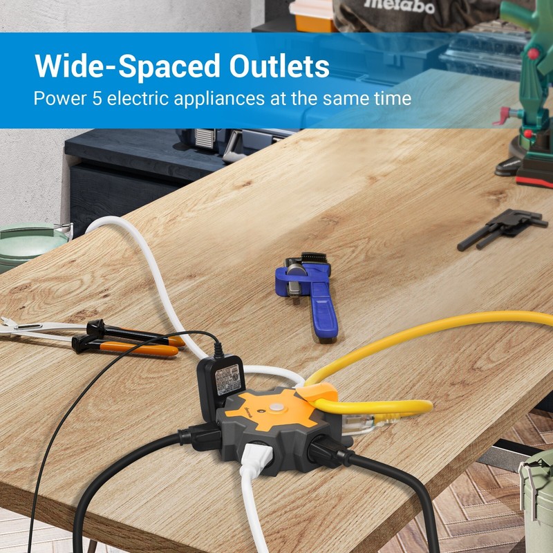 DEWENWILS Extension Eord with Multiple Outlet Covers Outlet Extender W/ 5 Outlet gallery