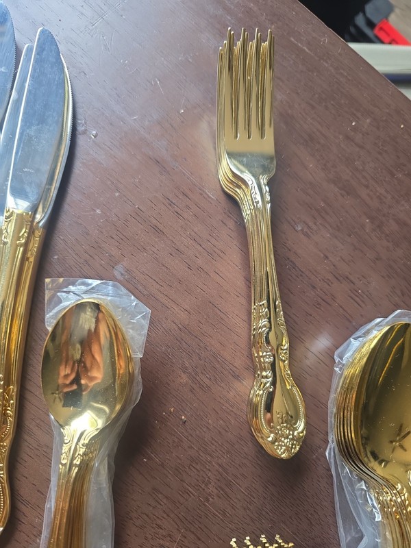 Gold Plated Flatware Set 40pc Baroque Floral Japan Dinner Forks Spoons Knives gallery